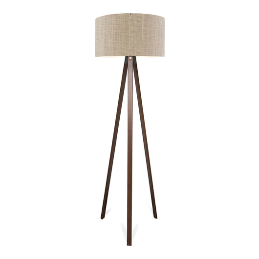 Lampada da Terra a Treppiede Newport Alta 140 cm Paralume Cilindrico - Marrone chiaro lux.pro