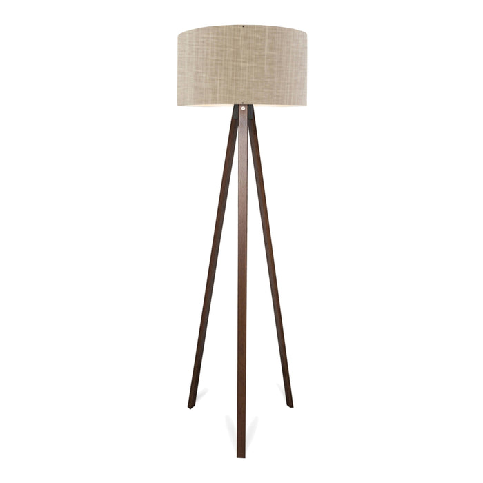 Lampada da Terra a Treppiede Newport Alta 140 cm Paralume Cilindrico - Marrone chiaro lux.pro