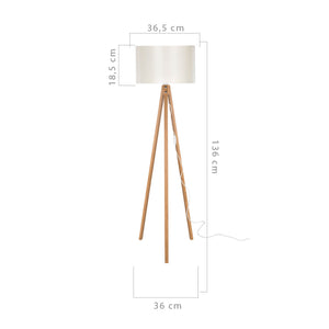 Lampada da Terra 'Rochester' a Treppiedi con Paralume in Tessuto/PVC - effetto Bambù/Crema [lux.pro]