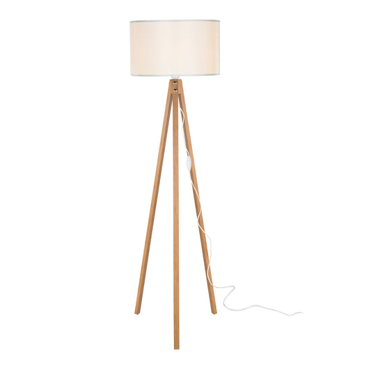 Lampada da Terra 'Rochester' a Treppiedi con Paralume in Tessuto/PVC - effetto Bambù/Crema [lux.pro]