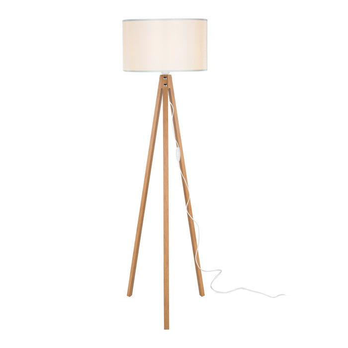 Lampada da Terra 'Rochester' a Treppiedi con Paralume in Tessuto/PVC - effetto Bambù/Crema [lux.pro]