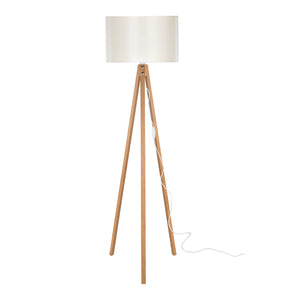 Lampada da Terra 'Rochester' a Treppiedi con Paralume in Tessuto/PVC - effetto Bambù/Crema [lux.pro]