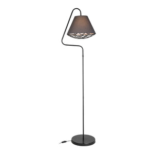 Lampada da Terra 'Gateshead' con Paralume / Abat-Jour in Tessuto - Grigio / Nero [lux.pro]