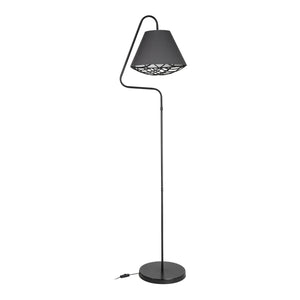 Lampada da Terra 'Gateshead' con Paralume / Abat-Jour in Tessuto - Grigio / Nero [lux.pro]