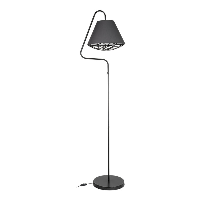 Lampada da Terra 'Gateshead' con Paralume / Abat-Jour in Tessuto - Grigio / Nero [lux.pro]