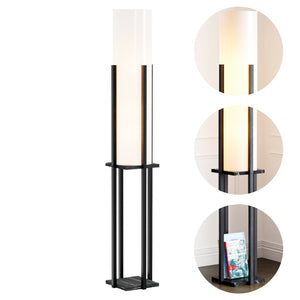 Lampada da Terra Gisborne Piantana a Scaffale - Nero / Effetto Marmo - lux.pro