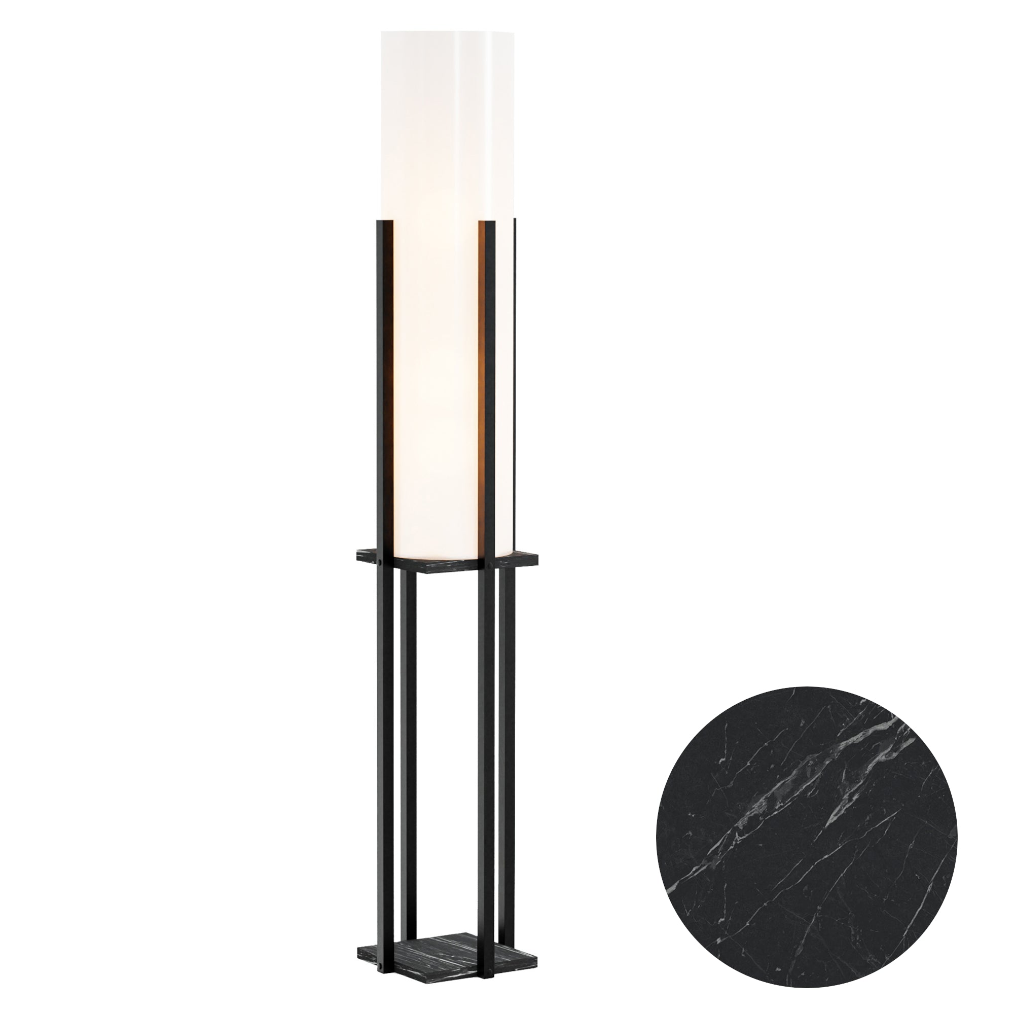 Lampada da Terra Gisborne Piantana a Scaffale - Nero / Effetto Marmo - lux.pro