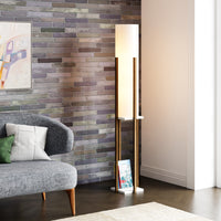 Lampada da Terra Gisborne Piantana a Scaffale - Effetto Noce / Bianco - lux.pro