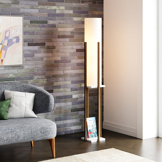 Lampada da Terra Gisborne Piantana a Scaffale - Effetto Noce / Bianco - lux.pro