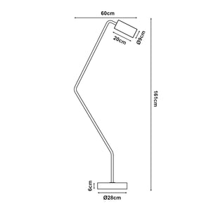 Lampada da Terra Vatka in Metallo Nero con Paralume Cilindrico e Base in Marmo Bianco lux.pro