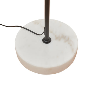 Lampada da Terra Vatka in Metallo Nero con Paralume Cilindrico e Base in Marmo Bianco lux.pro