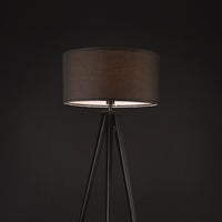 Lampada da Terra in Stile Treppiedi con Base in Metallo e Paralume Cilindrico in Tessuto E27 60W Piantana Tripode - Nero