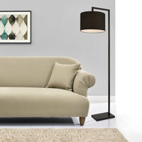 Lampada da Terra Alta 161 cm Piantana con Paralume Sospeso Cilindrico in Tessuto E27 60W Lampada a Stelo Nero - lux.pro