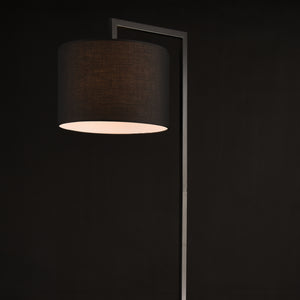 Lampada da Terra Alta 161 cm Piantana con Paralume Sospeso Cilindrico in Tessuto E27 60W Lampada a Stelo Nero - lux.pro