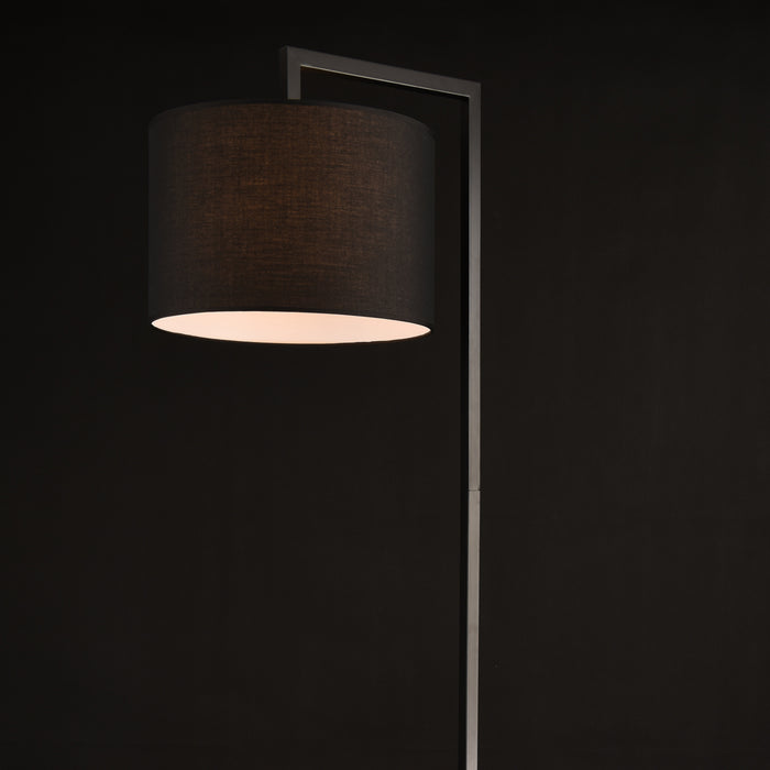 Lampada da Terra Alta 161 cm Piantana con Paralume Sospeso Cilindrico in Tessuto E27 60W Lampada a Stelo Nero - lux.pro