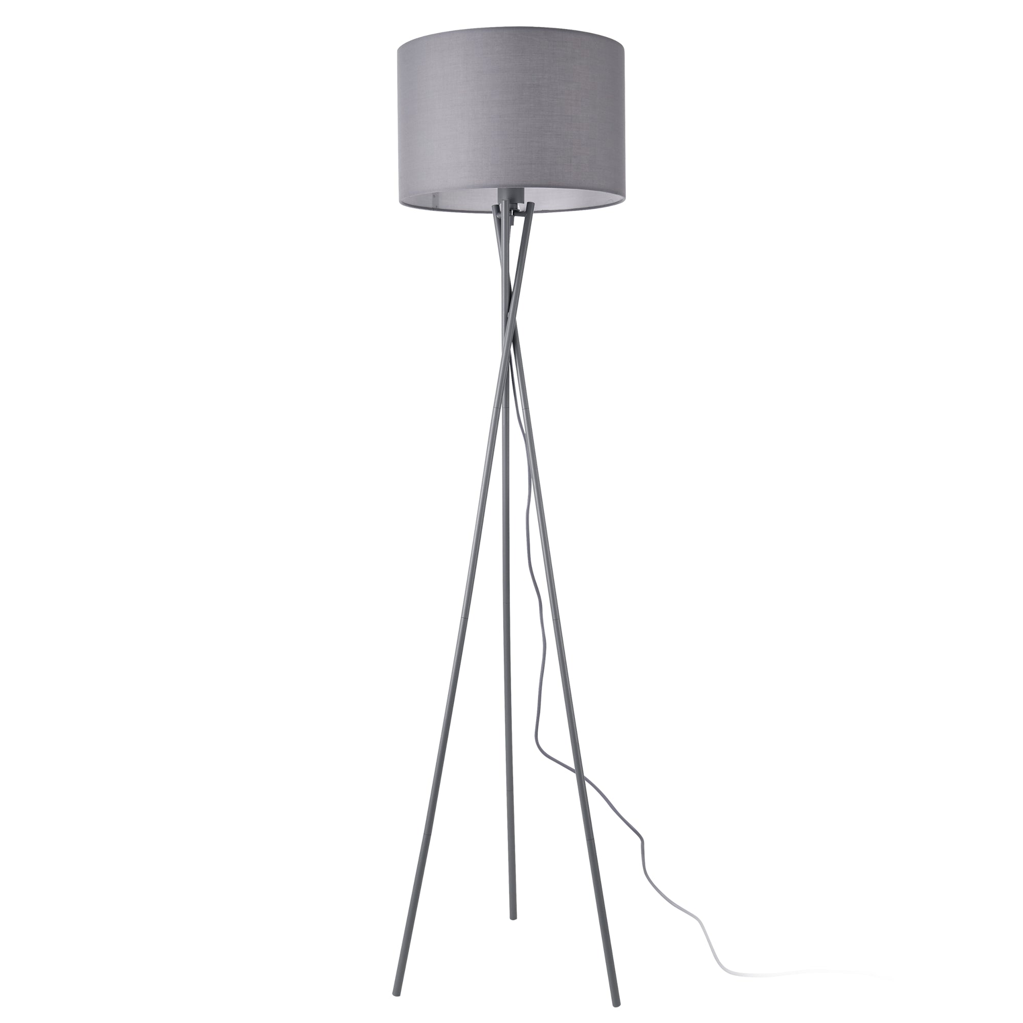 Lampada da Terra in Stile Treppiede - Altezza 154 cm - Piantana Tripode con Paralume Cilindrico Ø 38 in Tessuto  -