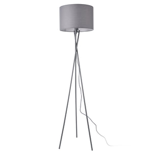 Lampada da Terra in Stile Treppiede - Altezza 154 cm - Piantana Tripode con Paralume Cilindrico Ø 38 in Tessuto  -