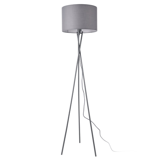 Lampada da Terra in Stile Treppiede - Altezza 154 cm - Piantana Tripode con Paralume Cilindrico Ø 38 in Tessuto  -