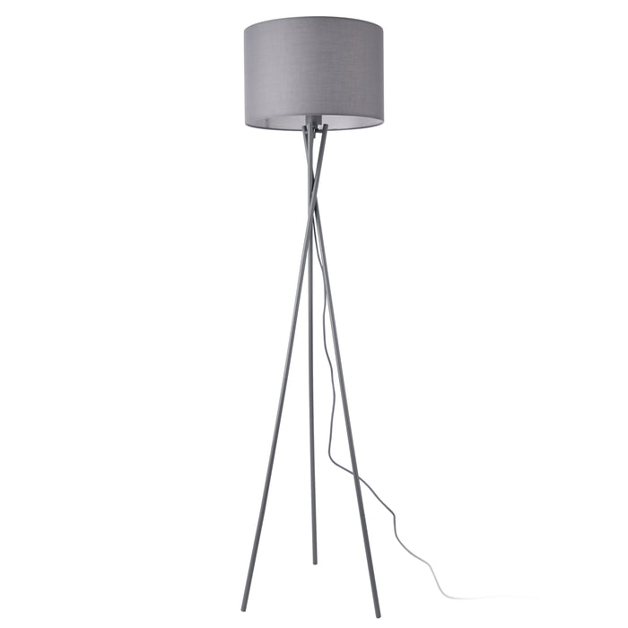 Lampada da Terra in Stile Treppiede - Altezza 154 cm - Piantana Tripode con Paralume Cilindrico Ø 38 in Tessuto  -