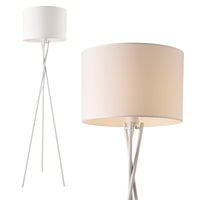 Lampada da Terra in Stile Treppiede - Altezza 154 cm - Piantana Tripode con Paralume Cilindrico Ø 38 in Tessuto  -