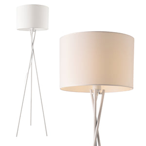 Lampada da Terra in Stile Treppiede - Altezza 154 cm - Piantana Tripode con Paralume Cilindrico Ø 38 in Tessuto  -