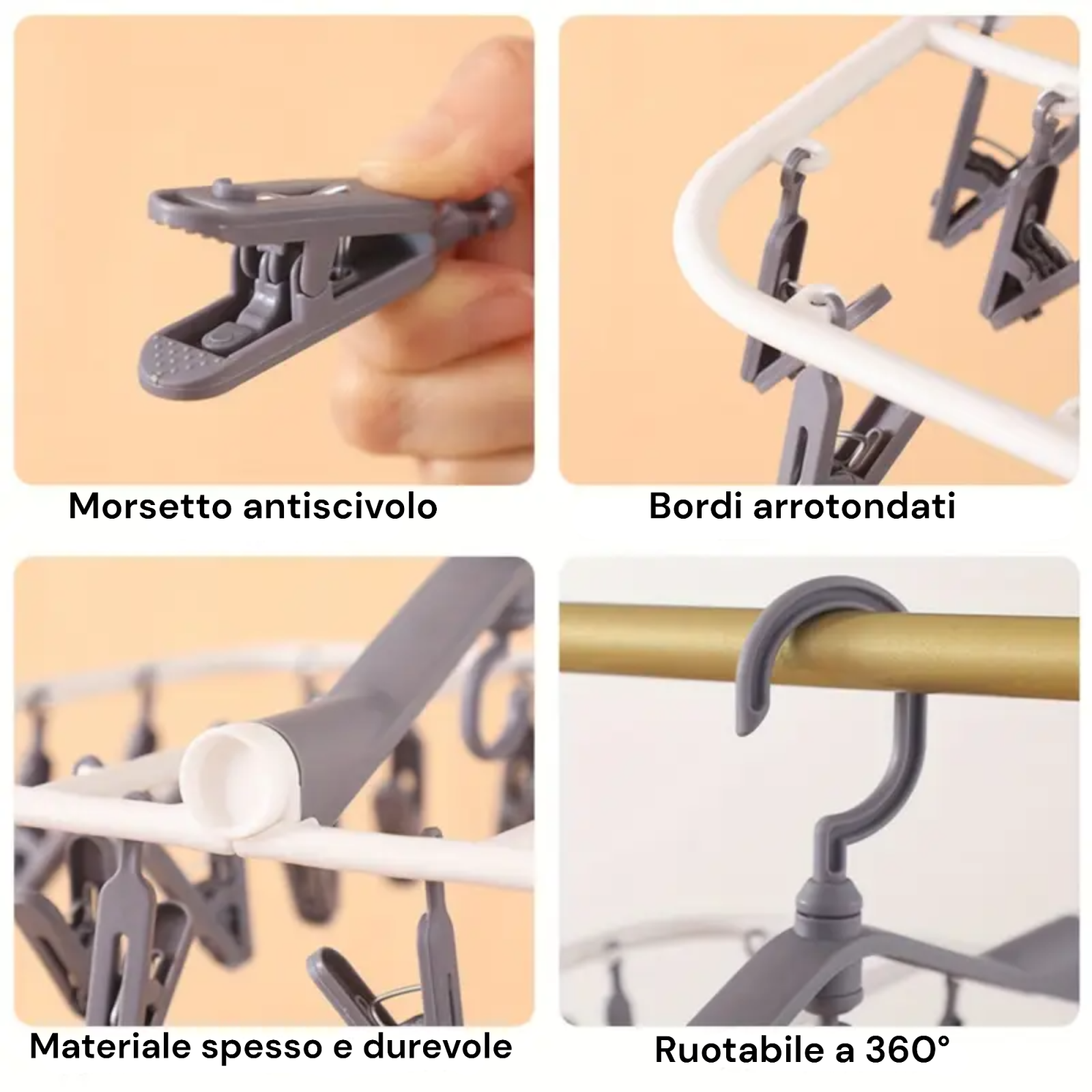 Stendibiancheria Stendino Da Balcone Salvaspazio Con 24 Mollette Colore Casuale