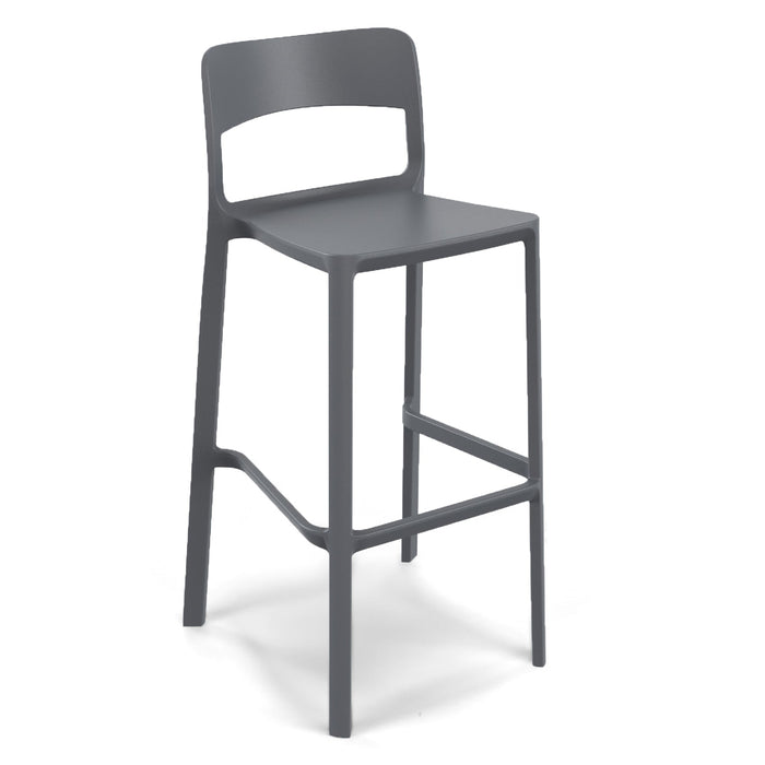 Set 3 sgabelli in polipropilene STIL altezza seduta 65cm, impilabile, idrorepellente, resistente ai raggi UV, design moderno e innovativo, ideale per la cucina, la veranda o giardino colore Grigio