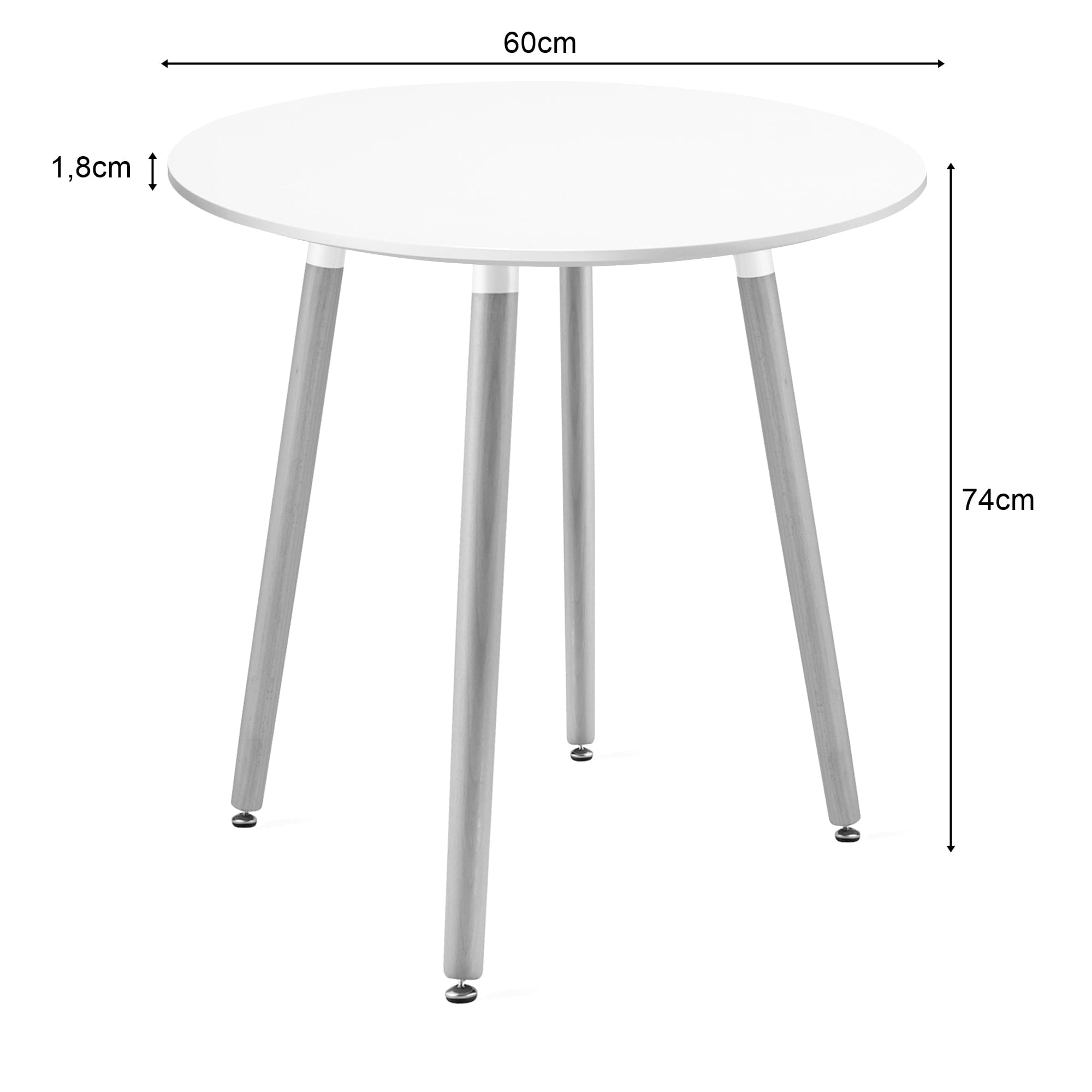 Tavolo rotondo Valora KAMI con gambe in faggio bianco 60 cm