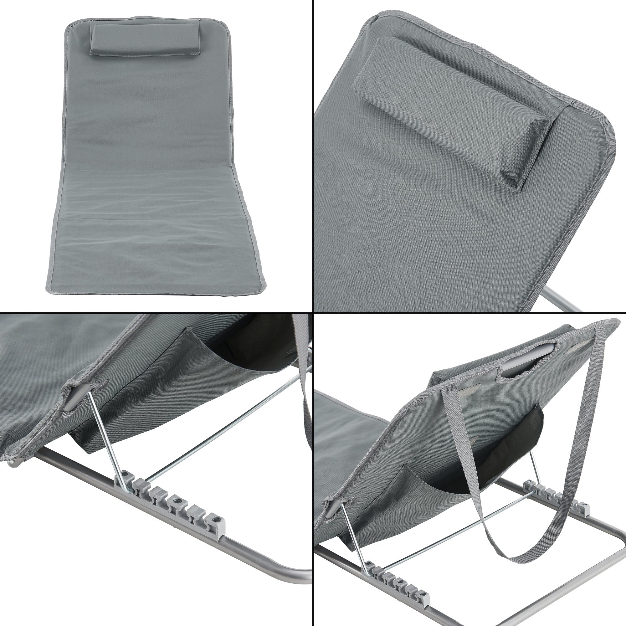 Set Cellorigo 2 Materassini Prendisole Pieghevoli incl Borsa di Trasporto - Grigio scuro [en.casa]