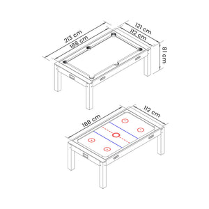 Biliardo 7 FT Multigioco rosso Air Hockey + Ping Pong + Tavolo - Strike