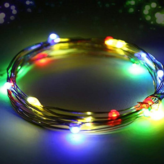 Stringa Led A Batteria Filo Rame Con 50 Luci RGB Multicolori 5 Metri IP67 4,5V Decorazione Natale