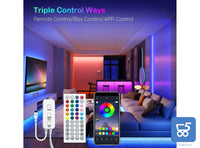 Strisce LED RGB Dimmerabili Smart con Microfono Integrato per Battiti Musicali Controllo App con Telecomando Controller Alimentazione 12V 2 strip da 5 metri - Totale 10 Metri