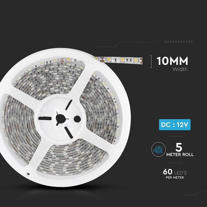 V-TAC VT-5050 60-IP65 Striscia Strip LED SMD5050 10,8W/mt 5mt 60 LED/mt RGB 12V IP65 SKU 2155