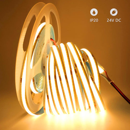 Striscia 1600 LED COB lineare 50W bobina strip flessibile adesiva 24V 5100lm nastro luce continua colorata decorativa interni IP20 3000K
