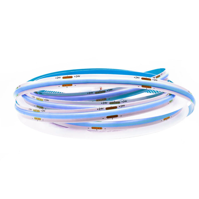Striscia 1600 LED COB lineare 50W bobina strip flessibile adesiva 24V 5100lm nastro luce continua colorata decorativa interni IP20 BLU