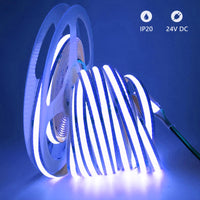 Striscia 1600 LED COB lineare 50W bobina strip flessibile adesiva 24V 5100lm nastro luce continua colorata decorativa interni IP20 BLU