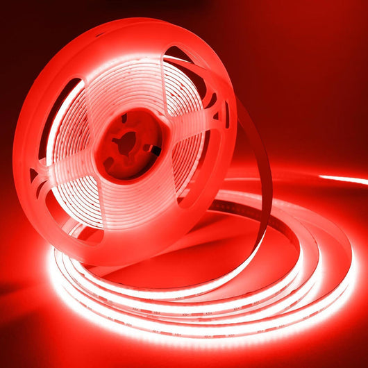 Striscia 1600 LED COB lineare 50W bobina strip flessibile adesiva 24V 5100lm nastro luce continua colorata decorativa interni IP20 ROSSO