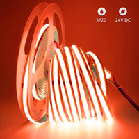 Striscia 1600 LED COB lineare 50W bobina strip flessibile adesiva 24V 5100lm nastro luce continua colorata decorativa interni IP20 ROSSO