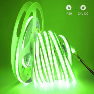 Striscia 1600 LED COB lineare 50W bobina strip flessibile adesiva 24V 5100lm nastro luce continua colorata decorativa interni IP20 VERDE