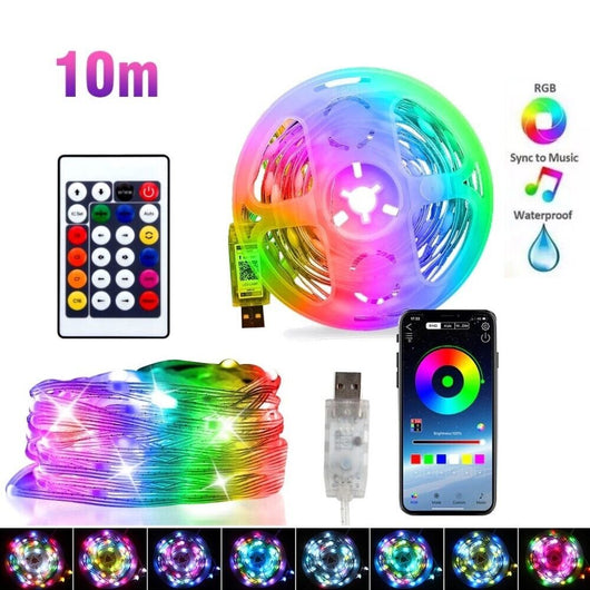 Striscia LED 10 Metri, Bluetooth RGB Smart 10M Con Telecomando App Controllato