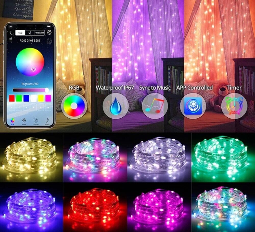 Striscia LED 10 Metri, Bluetooth RGB Smart 10M Con Telecomando App Controllato