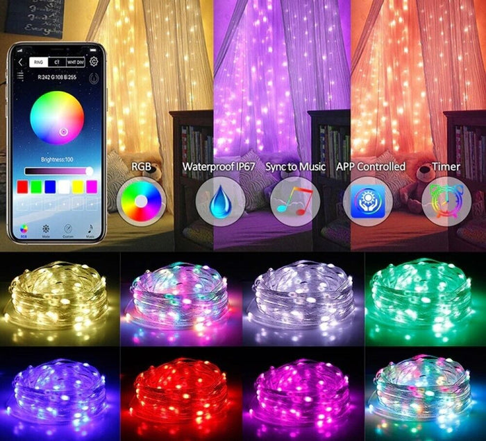 Striscia LED 10 Metri, Bluetooth RGB Smart 10M Con Telecomando App Controllato