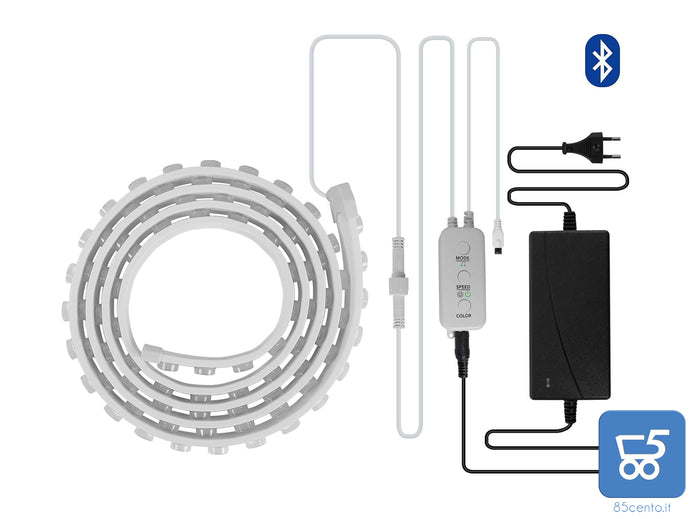 Striscia LED RGB 2 Metri Multicolore Controllo via Controllo APP e Bluetooth Resistente all'Acqua IP65 per INTERNI e ESTERNI