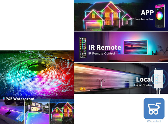 Striscia LED WiFi Intelligente 6m RGB con 40 Tasti Telecomando IR Alexa Google Home Sync 4 Modalità Musicali 8 Modalità di Scena Luci Colorate per Decorazioni Cucina Bar Festa 12V
