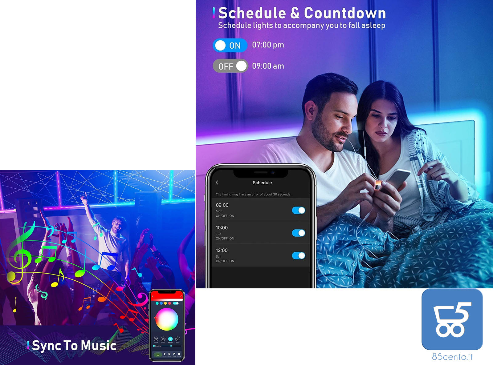 Striscia LED WiFi Intelligente 6m RGB con 40 Tasti Telecomando IR Alexa Google Home Sync 4 Modalità Musicali 8 Modalità di Scena Luci Colorate per Decorazioni Cucina Bar Festa 12V