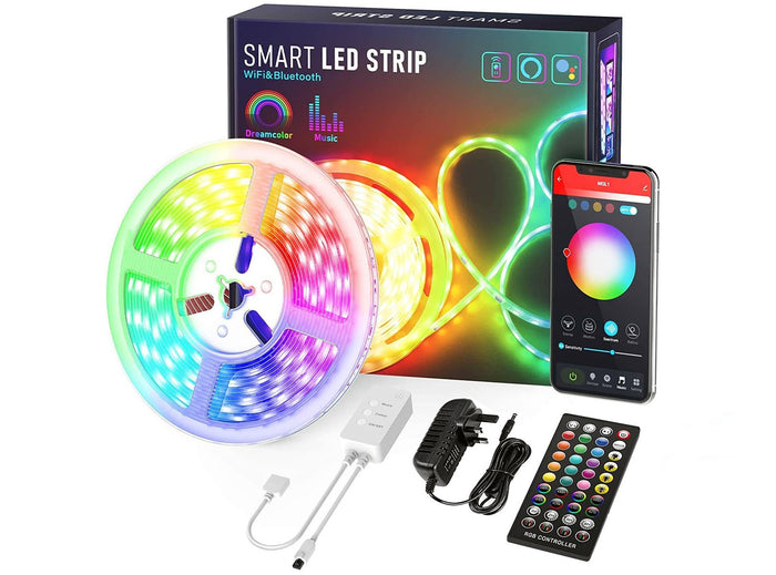 Striscia LED WiFi Intelligente 6m RGB con 40 Tasti Telecomando IR Alexa Google Home Sync 4 Modalità Musicali 8 Modalità di Scena Luci Colorate per Decorazioni Cucina Bar Festa 12V