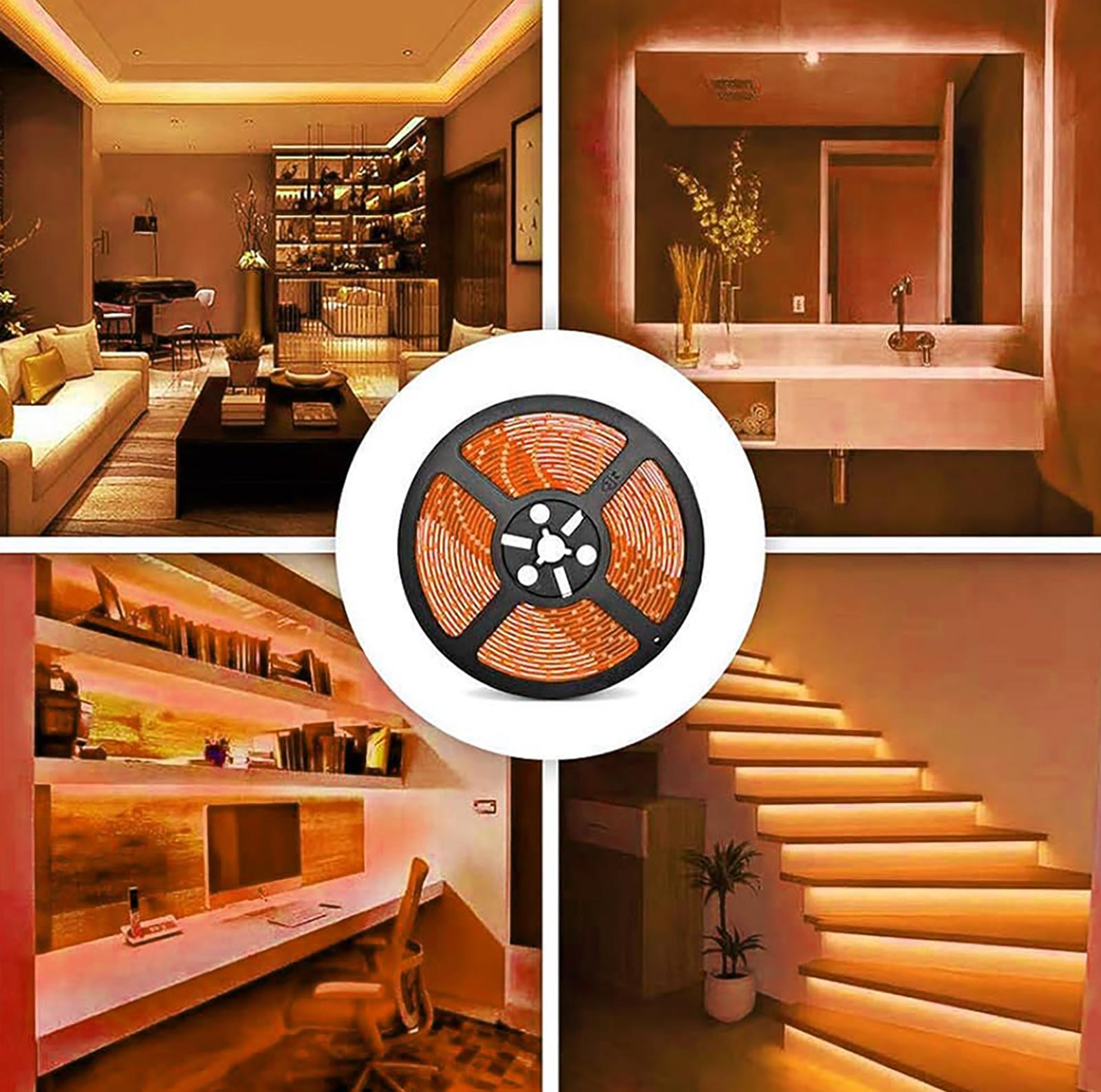 Striscia 1600 LED COB lineare 50W bobina strip flessibile adesiva 24V 5100lm nastro luce continua colorata decorativa interni IP20 3000K