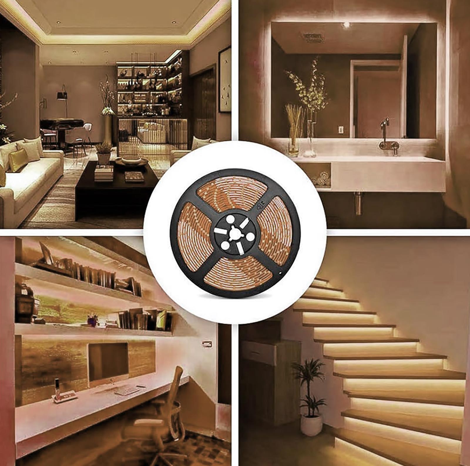 Striscia 1600 LED COB lineare 50W bobina strip flessibile adesiva 24V 5100lm nastro luce continua colorata decorativa interni IP20 4000K