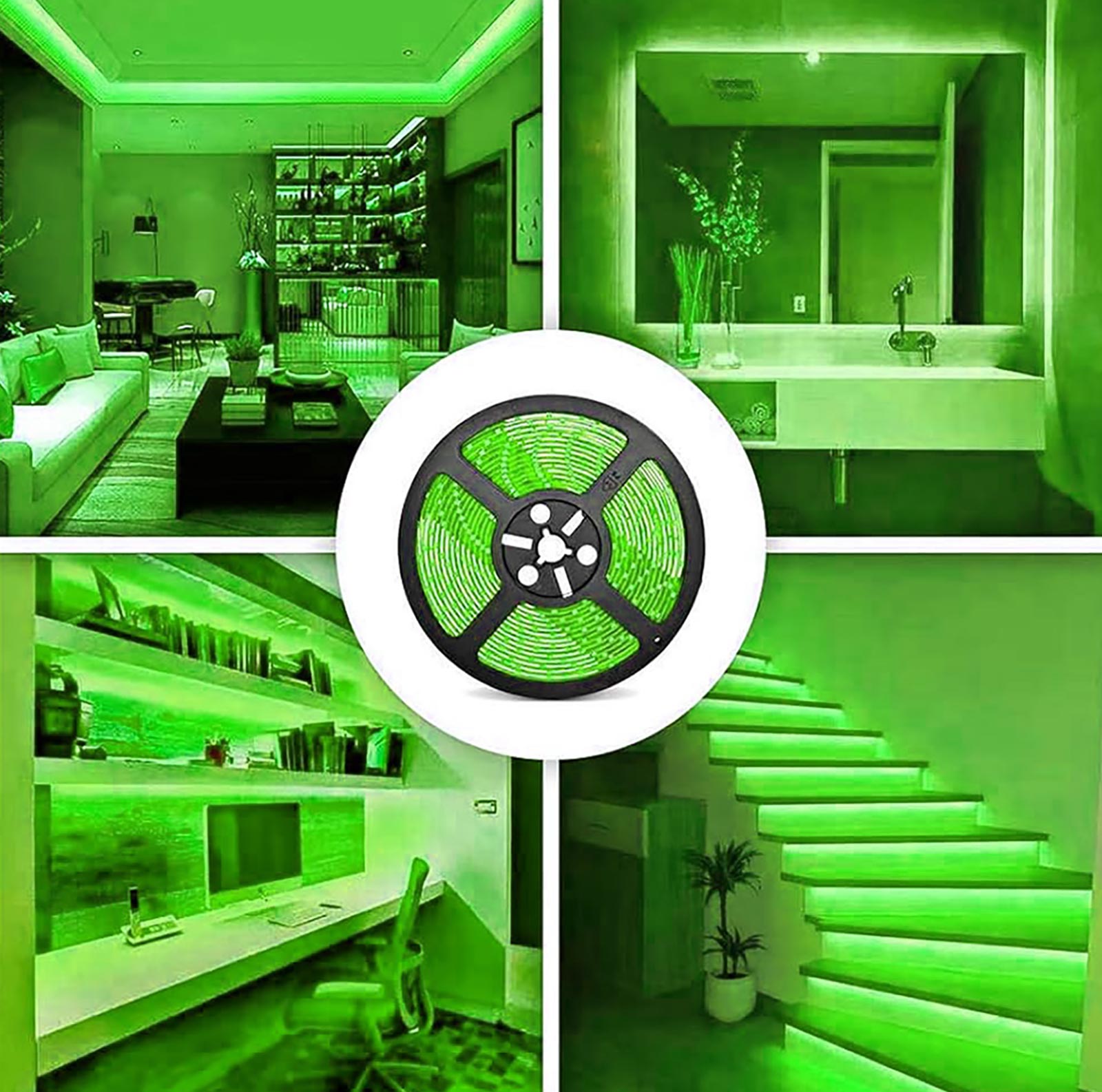 Striscia 1600 LED COB lineare 50W bobina strip flessibile adesiva 24V 5100lm nastro luce continua colorata decorativa interni IP20 VERDE