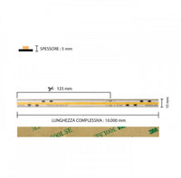 Striscia Led 220V Cob 15w Metro Alta Luminosita' Luce Fredda 6000k1800 LM Taglio 12,5 cm da Esterno IP67